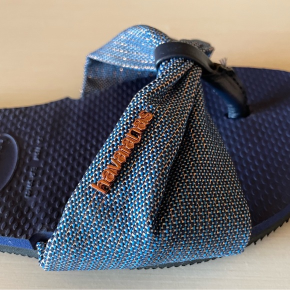 Havaiavanas You St. Tropez Shine Sandals Denim Blue Size 7/8 (37/38) - Picture 2 of 4